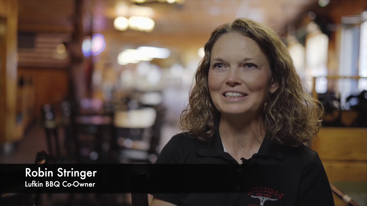 Robin Stringer, Lufkin BBQ co-owner, in the Stringer's Lufkin Bar-B-Q promotional video